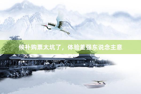 候补购票太坑了，体验差强东说念主意